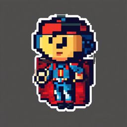 Retro game character victory sticker- Pixelated success, , sticker vector art, minimalist design