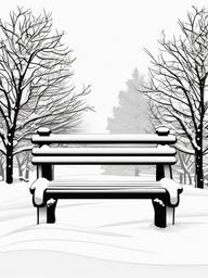 Snow-Covered Bench Coloring Pages - Park Bench Covered in Snow  minimal black outline printable sheet, coloring page