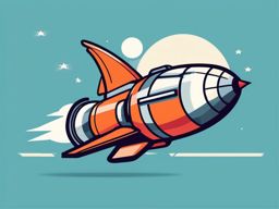 Rocketship Clipart - A rocketship poised for adventure.  color clipart, minimalist, vector art, 