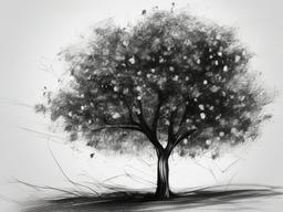 drawing of apple tree  minimal rough sketch scribbles,doodles,black and white