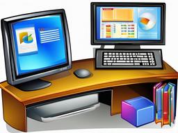 Computer clipart - computer with educational software open  