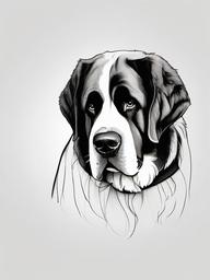 drawing of a Saint Bernard dog  minimal rough sketch scribbles,doodles,black and white