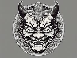 Hannya Tattoo Design-Creative and cultural tattoo design featuring a Hannya mask, capturing traditional Japanese and symbolic elements.  simple color vector tattoo