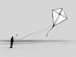 drawing of a kite  minimal rough scribbles,doodles,black and white