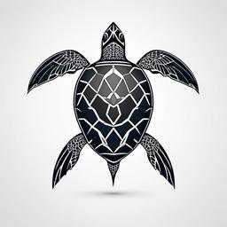 Geometric Sea Turtle Tattoo - Infuse modern aesthetics into your sea turtle tattoo with geometric patterns, creating a unique and contemporary design.  simple color tattoo,minimal vector art,white background