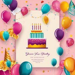 Birthday Invitation clipart - Vibrant birthday party invitation, ,vector color clipart,minimal