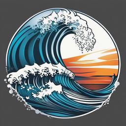 Hawaiian Wave Tattoo - Capture the dynamic energy of the ocean with a tattoo featuring the iconic Hawaiian wave.  simple vector color tattoo,minmal,white background