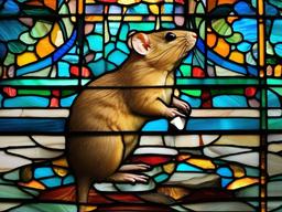 Stained Glass Gerbil - Gerbil standing on hind legs  