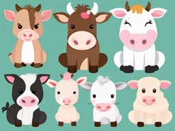 Farm Animal Siblings clipart - Farm animal siblings together, ,vector color clipart,minimal