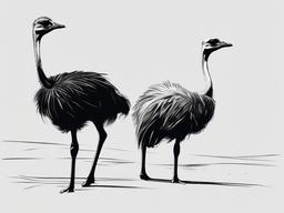 sketch of ostrich  minimal rough sketch scribbles,doodles,black and white