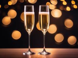 Valentines Day background - Champagne glasses clinking with soft bokeh lights  aesthetic background wallpaper