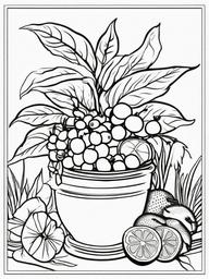 Plant Coloring Pages - Plant with fruits  simple coloring pages