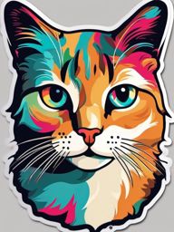 Cat Sticker - A curious cat with bright eyes. ,vector color sticker art,minimal