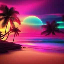 Beach background - neon beach background  