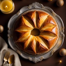 galette des rois, french king cake, savored at an epiphany celebration with a hidden charm. 