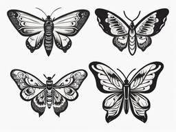 Temporary Moth Tattoo - Explore temporary tattoo options with unique and artistic moth designs.  simple vector color tattoo, minimal, white background