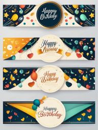 Birthday Banner clipart - Decorative birthday banner with text, ,vector color clipart,minimal