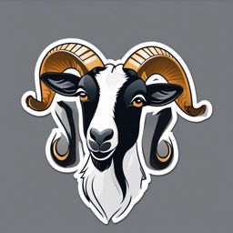Nubian Goat Sticker - A Nubian goat with distinctive long ears and a friendly demeanor, ,vector color sticker art,minimal