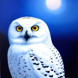 Snowy owl draw in oil paint style