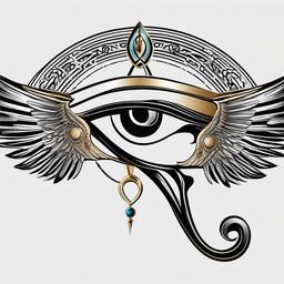eye of horus with wings tattoo  simple color tattoo,minimal,white background