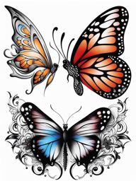 Design butterfly tattoo,Creating a custom butterfly tattoo design. , color tattoo design, white background