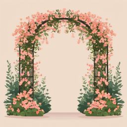 Blossom-Filled Arbor clipart - A garden arbor covered in blooms, ,vector color clipart,minimal