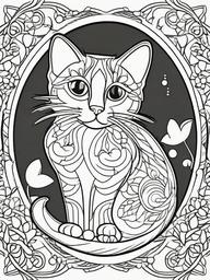 Whimsical Cat Coloring Pages - Imaginative Cat with Unique Features  minimal black outline printable sheet, coloring page