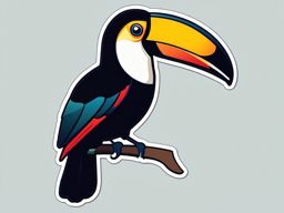 Toucan Sticker - A colorful toucan perched on a branch. ,vector color sticker art,minimal