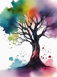 watercolour tree tattoo  simple vector color tattoo