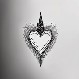 Heart-shaped arrowhead tattoo. Love's mark in elegant ink.  minimalist black white tattoo style