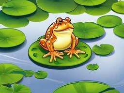 Toad Cartoon - Cartoon of toad sitting on lily pad  