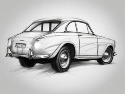 sketch drawing of car  minimal rough sketch scribbles,doodles,black and white