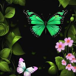 Butterfly Background Wallpaper - green butterfly black background  