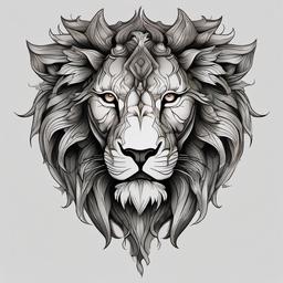 lion gargoyle tattoo  simple color tattoo design,white background