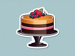 Cake Stand Sticker - Elegant stand displaying a delicious cake, ,vector color sticker art,minimal