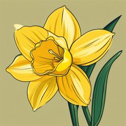 Daffodil Clip Art - A cheerful yellow daffodil with a trumpet-shaped corona,  color vector clipart, minimal style