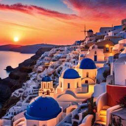 Aesthetic Wallpaper - Watercolor Art of Santorini's Sunset wallpaper splash art, vibrant colors, intricate patterns