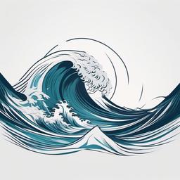 Wave Tattoo Minimal - Embrace simplicity and elegance with a minimalistic approach to wave-themed tattoos.  simple vector color tattoo,minimal,white background