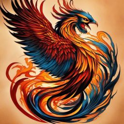 Phoenix burning tattoo, Tattoos showcasing the phoenix in the midst of a fiery rebirth. , color, tattoo design
