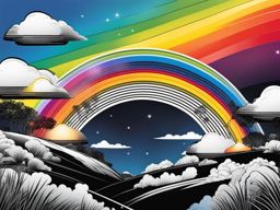 rainbow clipart black and white in a colorful sky - featuring its vibrant arch. 