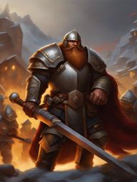 thrain ironhammer, a dwarven paladin, is defending a village from a marauding band of orcs. 