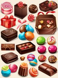 Candies clipart - chocolates in a gift box  