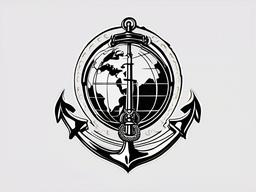 Marine Globe and Anchor Tattoo - A tattoo highlighting the globe and anchor as Marine Corps symbols.  simple color tattoo design,white background