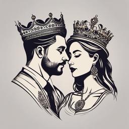 Couple Tattoo King and Queen - Seal your bond with matching ink.  minimalist color tattoo, vector