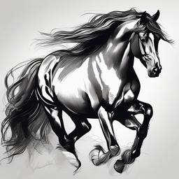 drawing of Friesian horse  minimal rough sketch scribbles,doodles,black and white