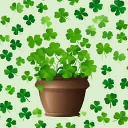 4 Leaf Clover clipart - clover in a pot for good luck  