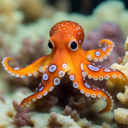 cute baby octopus changing colors and displaying patterns. 