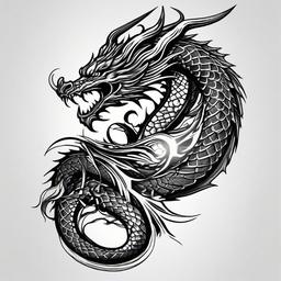 Amazing Dragon Tattoos - Collection of awe-inspiring and amazing dragon tattoo designs.  simple color tattoo,minimalist,white background