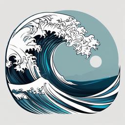 Wave Ocean Tattoo - Capture the essence of the ocean with a captivating wave ocean tattoo.  simple vector color tattoo,minimal,white background