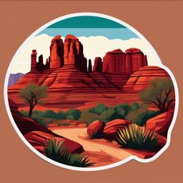 Sedona Red Rocks sticker- Striking red sandstone formations in Arizona, , sticker vector art, minimalist design